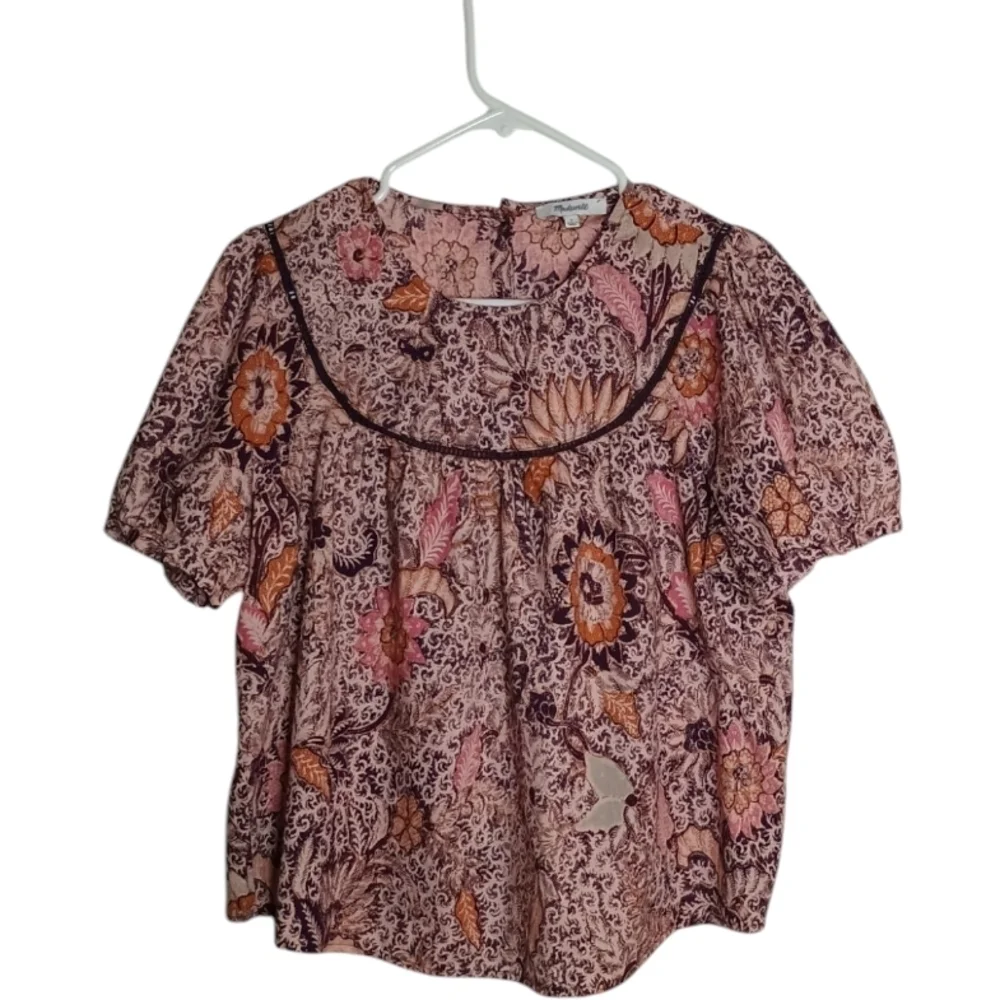 Madewell Yoked Puff Sleeves Top In Ball Bloom